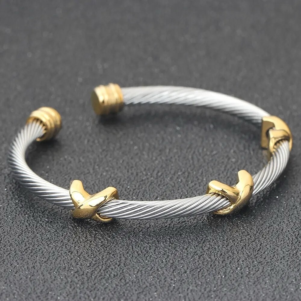 Multi Cable twisted Two tone bracelet